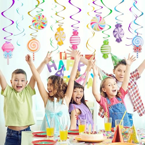 BEISHIDA 30-Piece Candyland Hanging Swirl Decorations - Candyland 2 Design