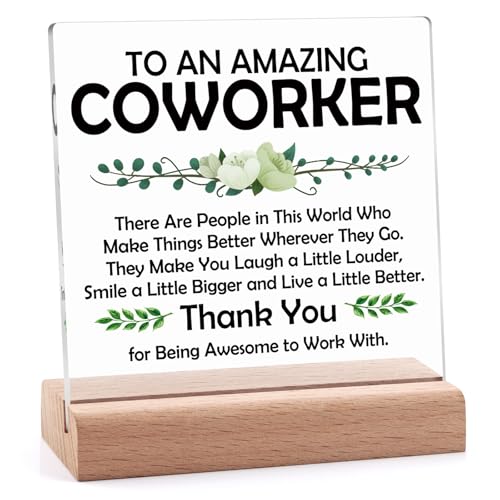 Dabihu Acrylic Appreciation Plaque with Wooden Stand Desk Decor