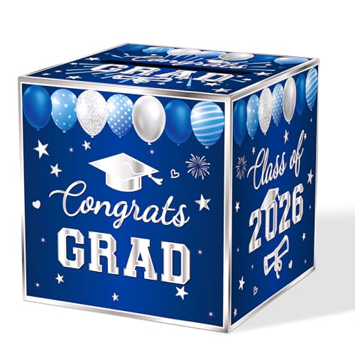 Navy Blue Graduation Card Box | Class of 2026 Gift Holder 8.7"