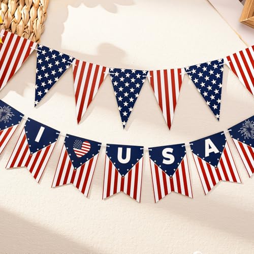 Patriotic Bunting Banner Set - 4th of July Decor | USA Flags