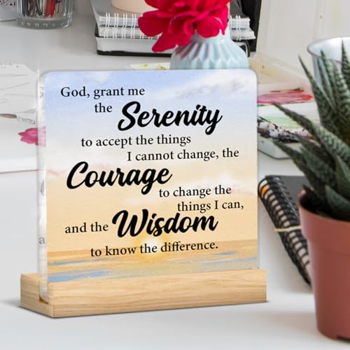 Serenity Prayer Acrylic Sign - Inspirational Office Desk Decor