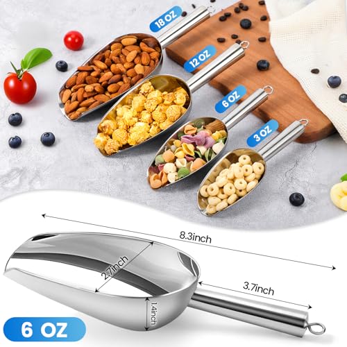 OLESBUR 6oz Stainless Steel Ice Scoop - Heavy-Duty Metal Kitchen Scooper