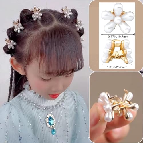 RED-SHYN Mini Pearl Hair Claw Clips Set - Small Daisy Hair Accessories