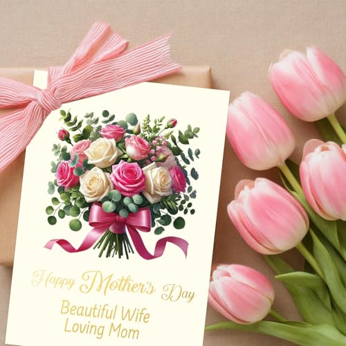 Happy Mother's Day Card for Wife with Poem & Envelope - 5x7