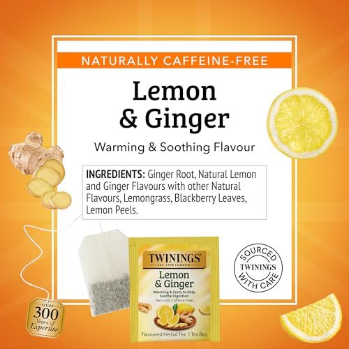 Twinings Lemon & Ginger Herbal Tea - Caffeine-Free, 120 Bags