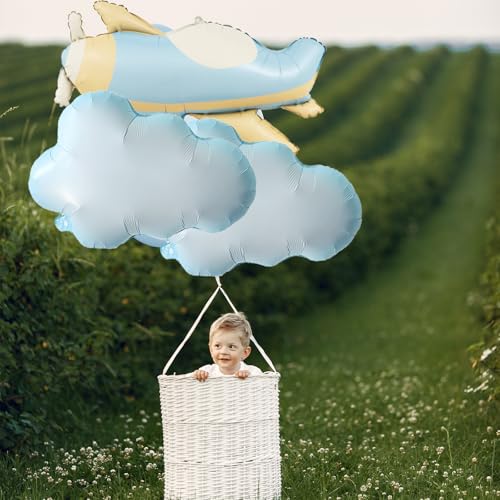 8 Pack Cloud and Airplane Foil Balloons for Party Decor