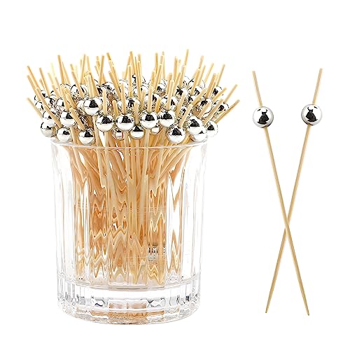 400 Pcs Silver Christmas Toothpicks Long Wood Appetizer Picks Holiday Party Supplies