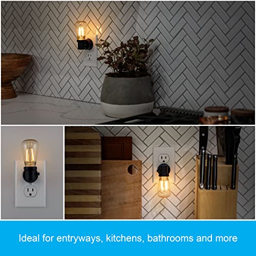 Edison Filament Night Light 2-Pack with Dusk to Dawn Sensor - Black