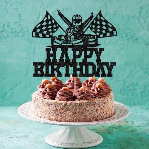 Race Car Cake Topper - Happy Birthday Racing Theme Decor