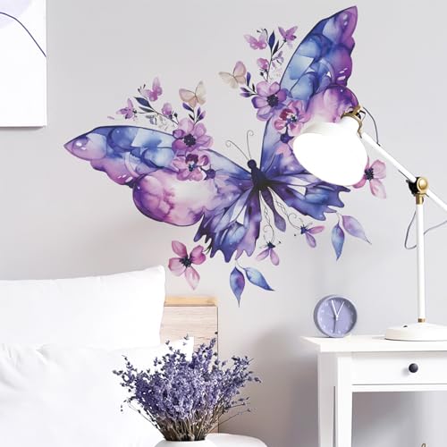TUOKING Purple Butterfly Wall Stickers - Removable PVC Decals for Home Decor, E89