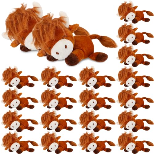 Mini Highland Cow Plush Stuffed Animals Set - Brown, 6 Inch, 20 Pack