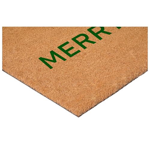 Green Ultra Modern Merry & Bright Doormat - 24 x 36 Holiday Welcome Mat with Christmas Design - Rectangular 2' x 3'