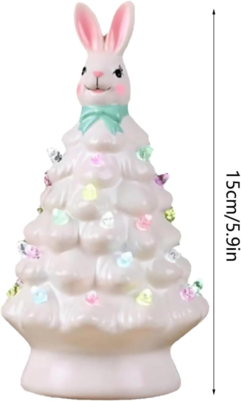 Skiennix Bunny Lamp - Glowing Ceramic Tree with Colorful Light | Easter Night Light Decor