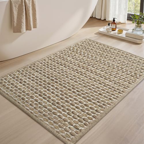 AMOAMI Woven Bath Mat - Super Absorbent Non-Slip Rug, 24" x 36", Brown