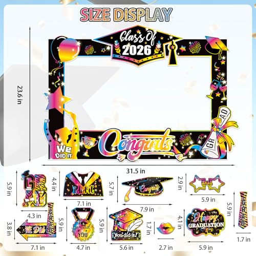 2026 Graduation Photo Booth Props Kit - 31 Colorful Pieces