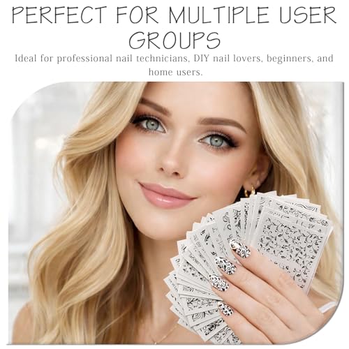 Silver Lace Floral Nail Stickers Set - 30 Self-Adhesive Flower Decals