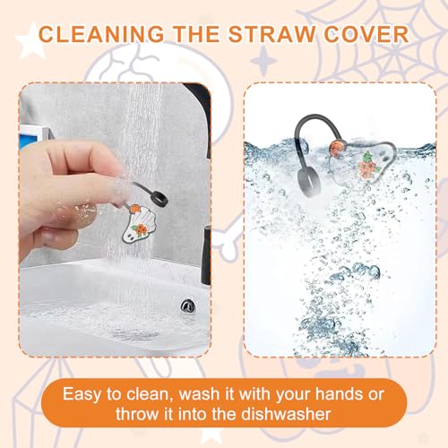 Ghost Straw Covers for Stanley Cup - 6 Pcs Reusable Silicone Caps