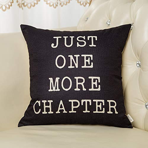 Just One More Chapter Motivational Pillow Cover 18x18 Cotton Linen
