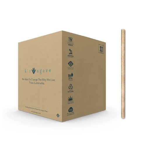 BIO AGAVE Biodegradable 8.25" x 8mm JUMBO Straws Agave 1650 Pcs | Plant Based Eco Friendly Products | Drinking Straws | Drinking Straws | Straws & Reusable straws | Plastic-Free | No PFAs