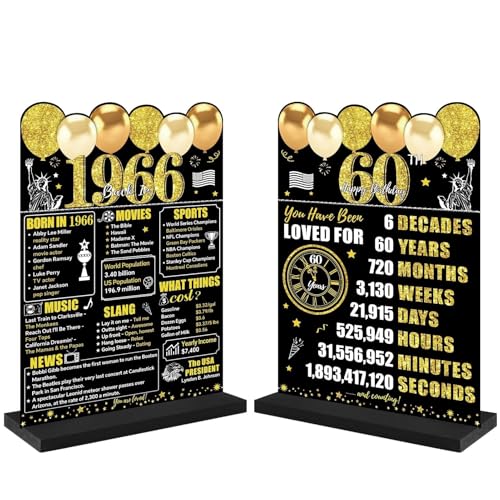 60th Birthday Acrylic Table Sign - Black Gold Vintage Design