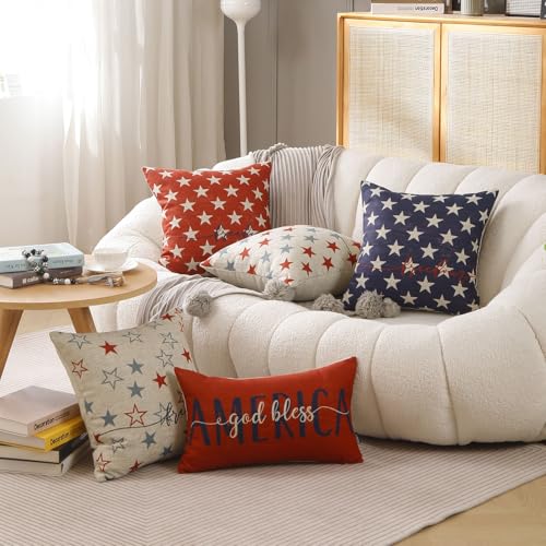 4th of July Patriotic Pillow Cover | Vintage God Bless America Cushion 12x20
