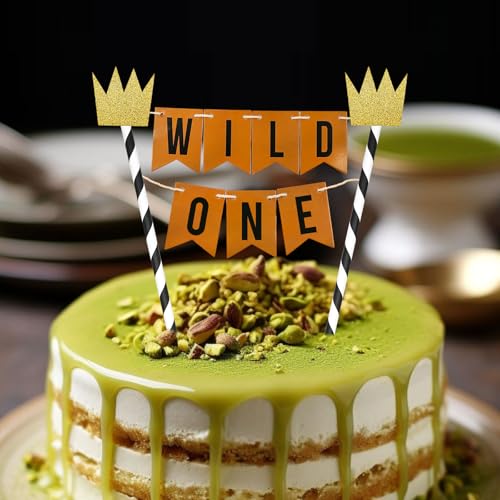 Handmade Wild One Birthday Cake Topper with Glitter Crown