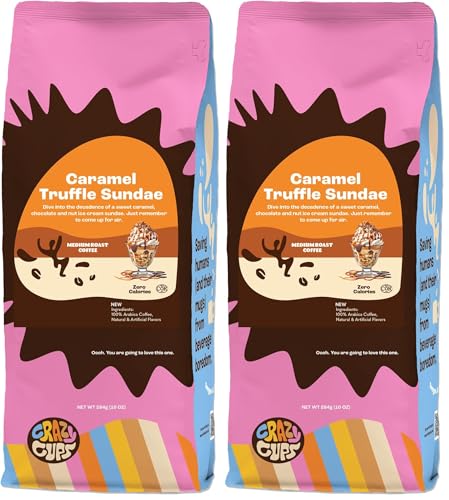 Crazy Cups Caramel Truffle Sundae Ground Coffee, 10oz (Pack of 2)