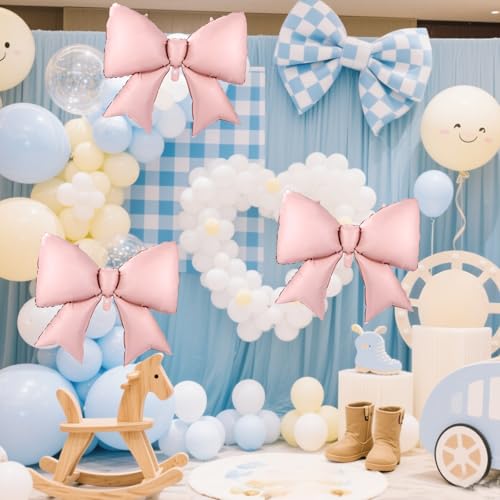 Large Bow Balloons Set - 2pcs 38.58x29.53in Pink Party Decor