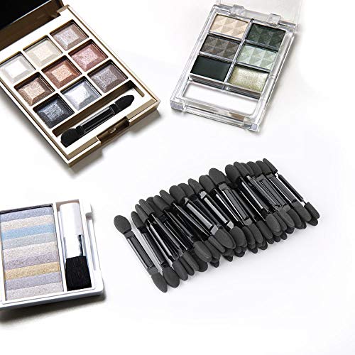 Disposable Double Head Eyeshadow Brushes 50 Pcs Black Makeup Sponge Applicators