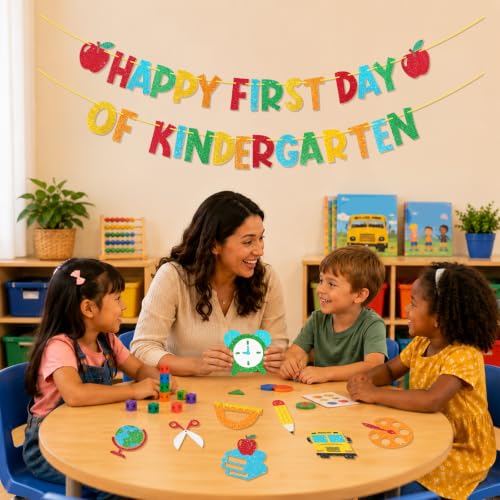 Happy First Day of Kindergarten Banner Set - 3 Pre-Strung Decorations