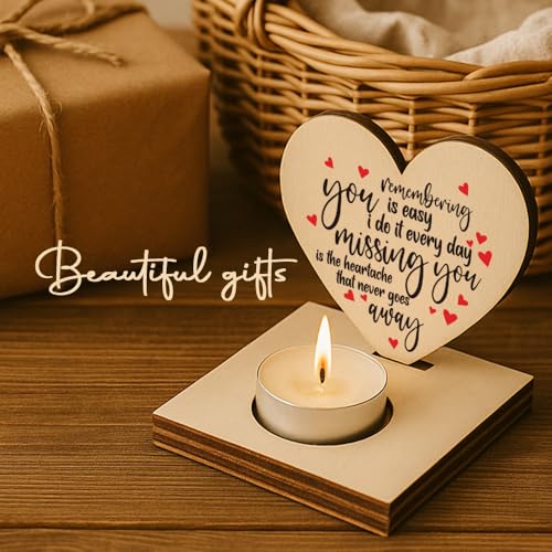 Heart Shaped Wooden Tealight Candle Holder with Angel Wings