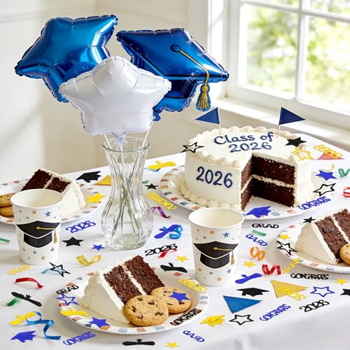 Graduation Confetti 2026 - 2000PCS Blue Gold Black Table Decor