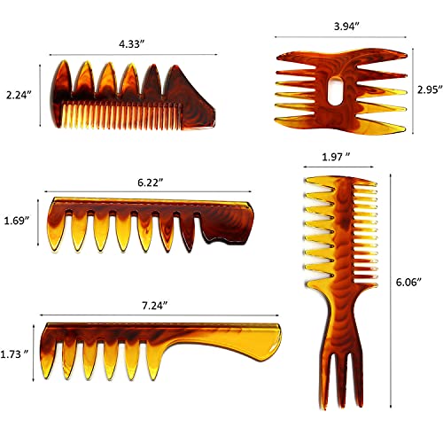 EastyGold 5-Pack Men's Hair Styling Comb Set Professional Barber Tool