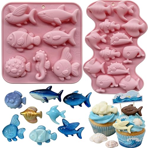 Ocean Sea Animal Silicone Molds - 2 Pack Marine Life Candy Molds