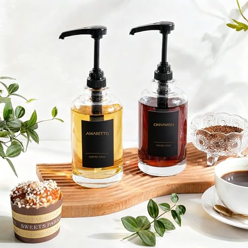 KYONANO 84 Coffee Syrup Labels - Word-Black, Durable & Stylish