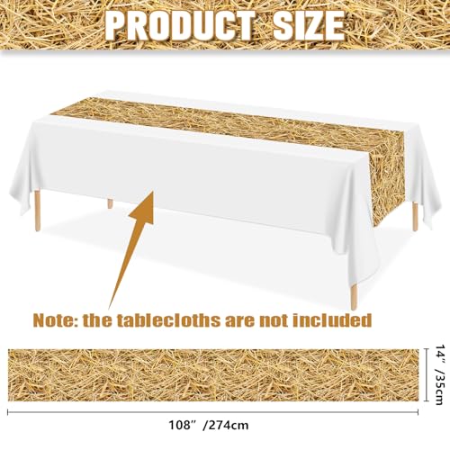 6Pcs Straw Table Runner Set - 14x108 Inch Farmhouse Decor