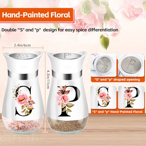 White Salt and Pepper Shakers Set - 4 oz Stainless Steel & Glass