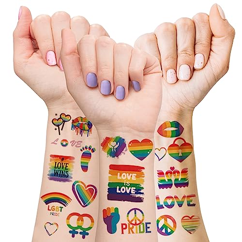 Pride Temporary Tattoos - 200+ Waterproof Rainbow Flag Stickers