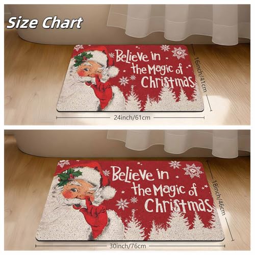 Christmas Doormat with Santa Claus Design | 16" x 24" Non-Slip Mat