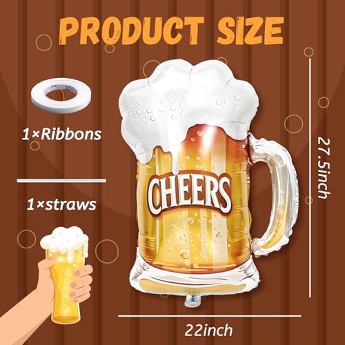 Giant Beer Mug Balloons - 2PCS 27.5" Cheers Decorations
