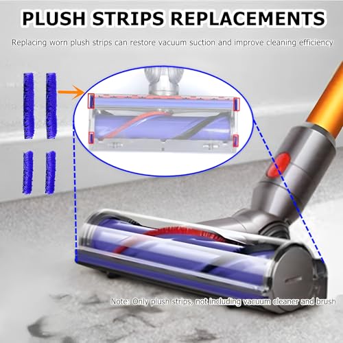 Replacement Plush Strips for V10 V8 Direct Drive Cleaner Heads - 4 Pack