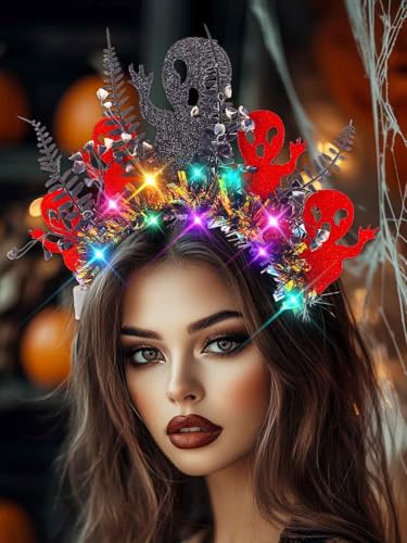 Urieo Light Up Ghost Headband LED Halloween Glow Hair Piece