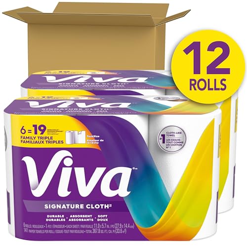 Viva Signature Cloth Paper Towels, 12 Family Triple Rolls, 141 Sheets/Roll