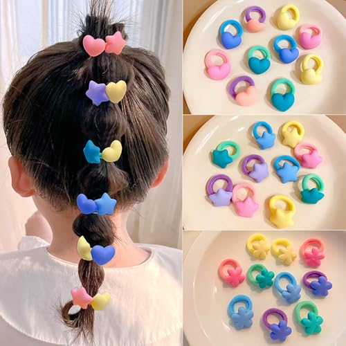 Holiday Hair Ties for Girls Festive Colorful Stars Elastics Set