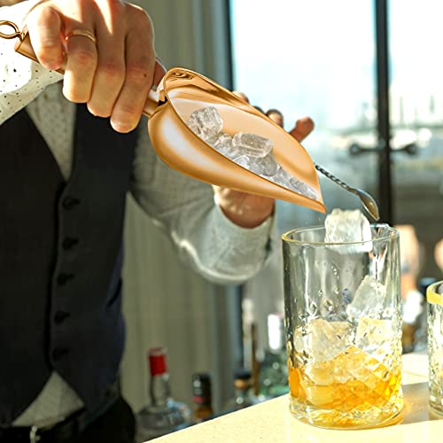 TeamFar 5oz Gold Stainless Steel Ice Scoop - Heavy Duty & Ergonomic