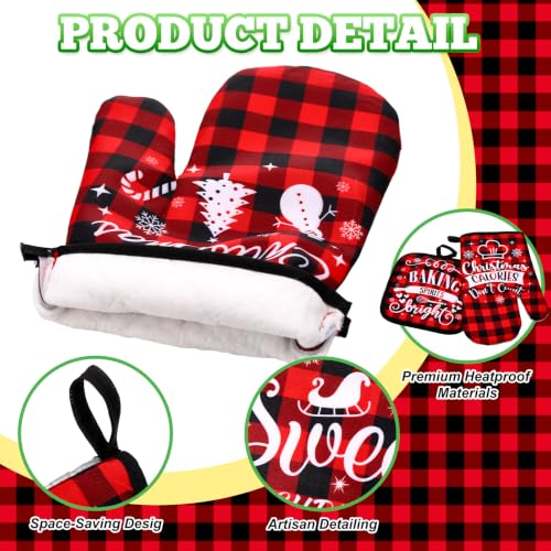 Qinyoung Christmas Kitchen Oven Mitts & Pot Holders Set - Buffalo Plaid