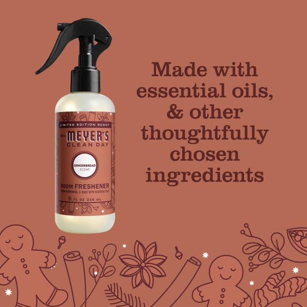 Mrs. Meyer’s Gingerbread Room Freshener & Air Spray, Limited Edition, 8 fl oz, Pack of 6