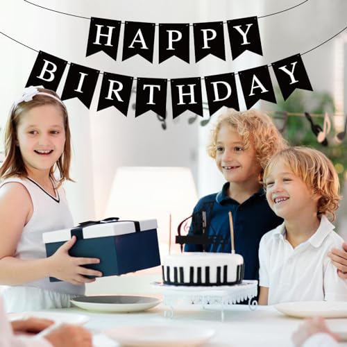Black Happy Birthday Banner for Kids & Adults - Party Decoration