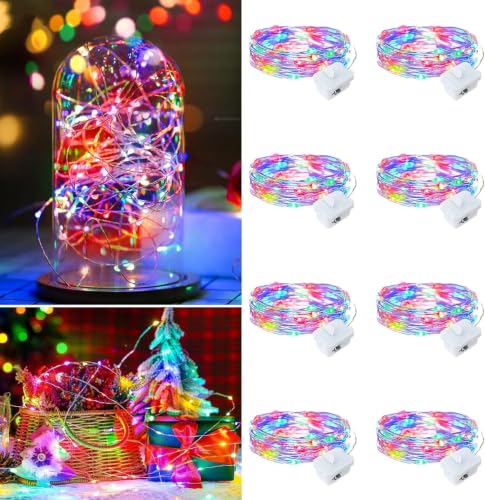 8 Pack Multicolor Fairy Lights Battery Operated 7ft 20 LEDs for Mason Jars Christmas Halloween Parties - Variation of This Listing