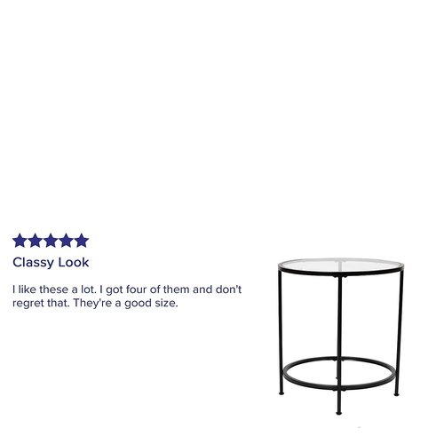 Flash Furniture Astoria Collection Round End Table - Modern Clear Glass End Table - Matte Gold Frame